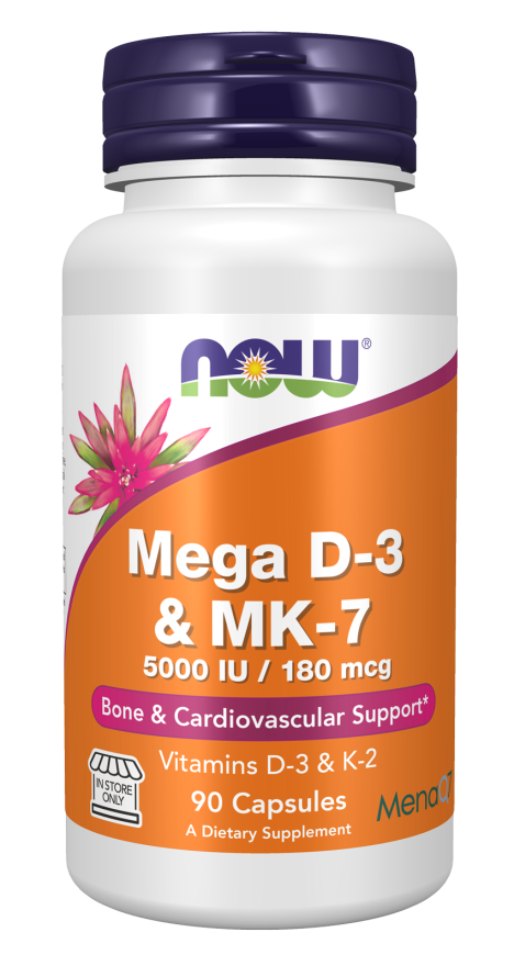 NOW Foods Mega D-3 & MK-7 120 VCaps
