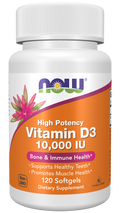 NOW Foods Vitamin D-3 High Potency 10,000 IU 120 Softgels