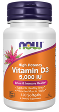 NOW Foods Vitamin D-3 High Potency 5,000 IU 120 Softgels