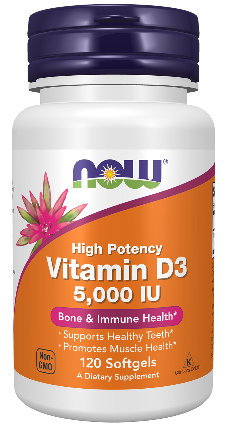 NOW Foods Vitamin D-3 High Potency 5,000 IU 120 Softgels